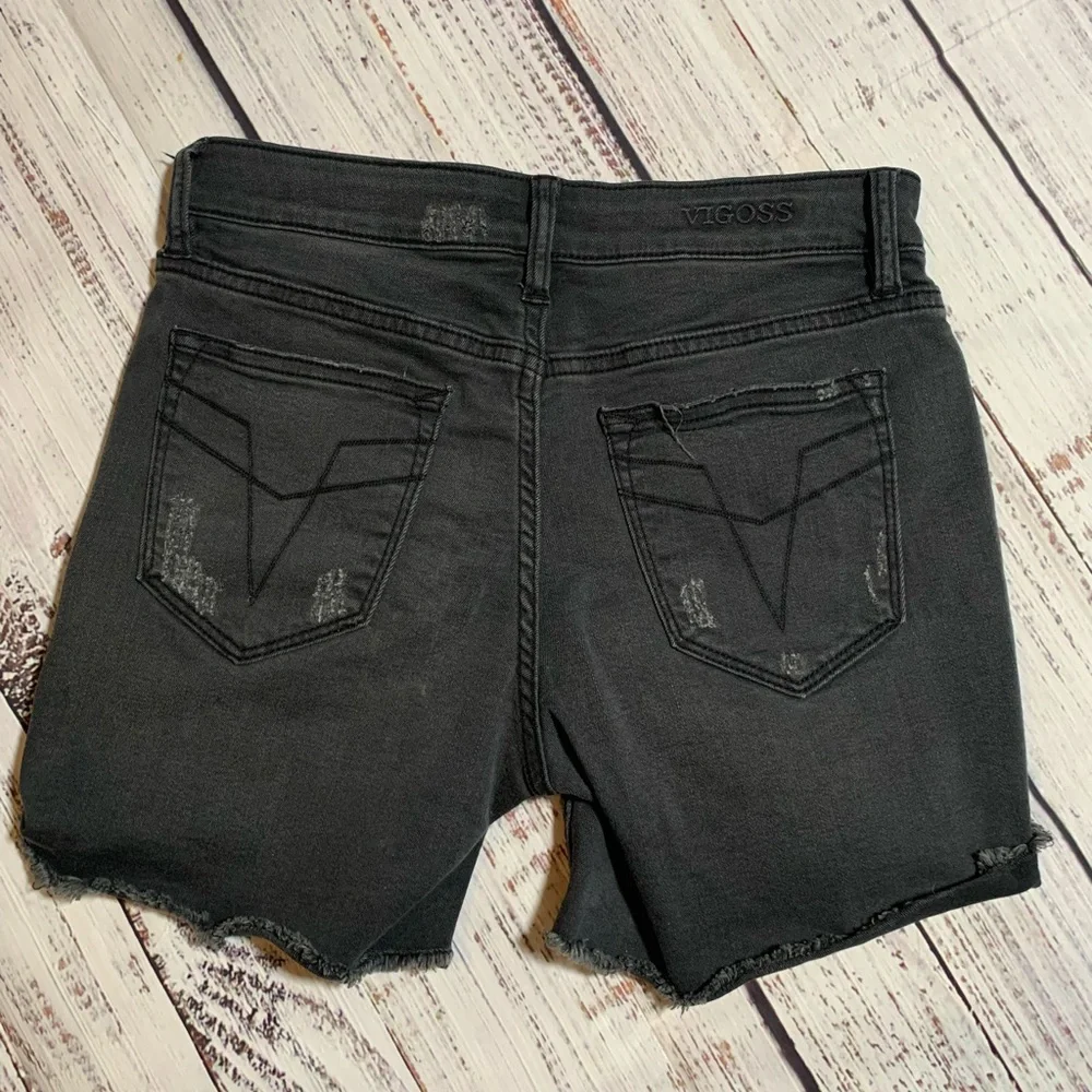 Vigoss Distressed Black Denim Shorts. The Chelsea short. Size 25.